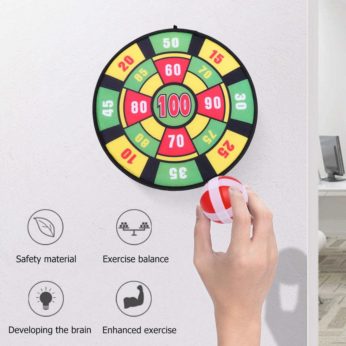 1 Set Interesting Round Cloth Dart Board Toy Kit Shooting Sticky Target Toy Cloth Art Throwing Darts Toy for Kids Playing