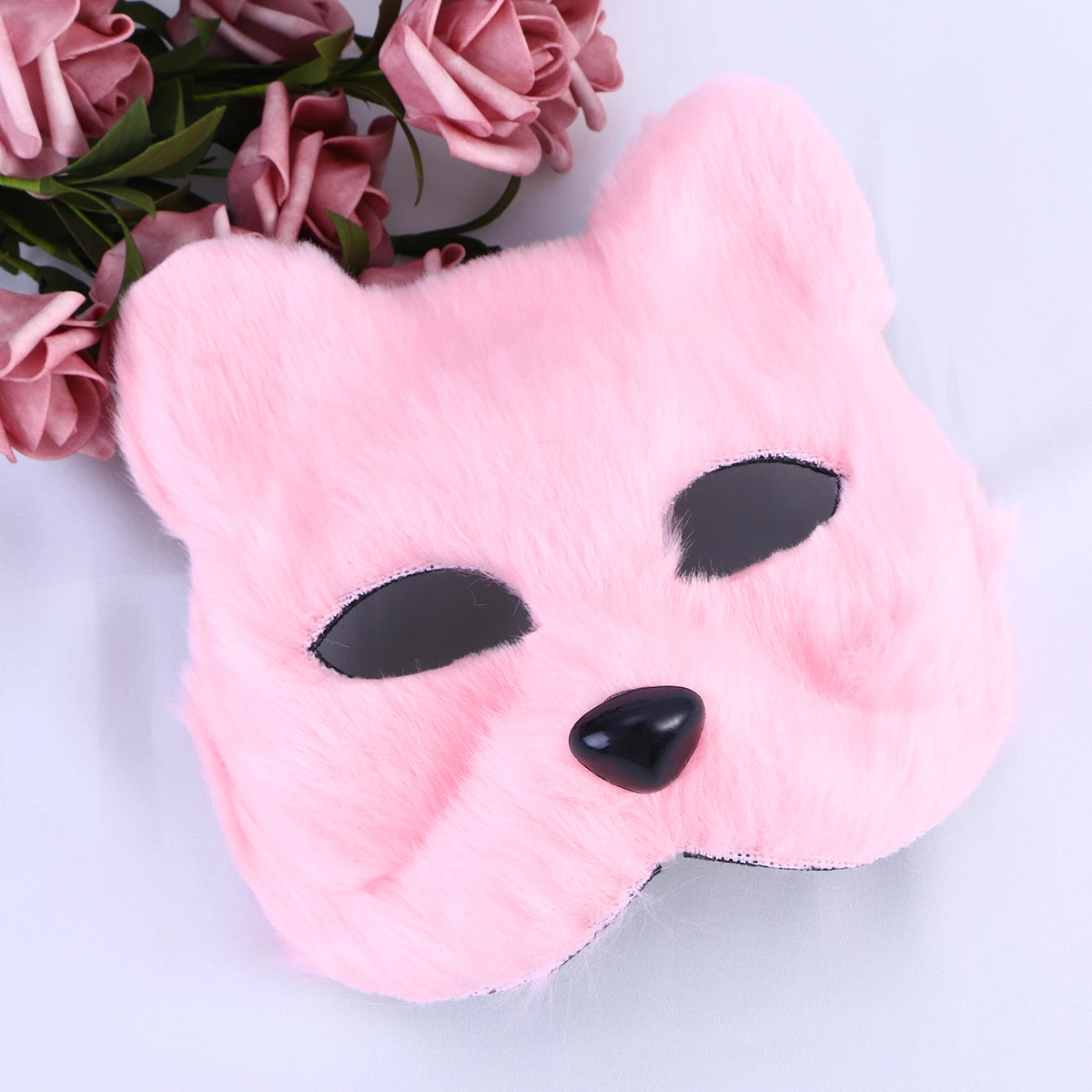 Fancy Dress Mask Half Face Animal Mask Cosplay Costume Accessory for Halloween Carnival Masquerade (Pink)