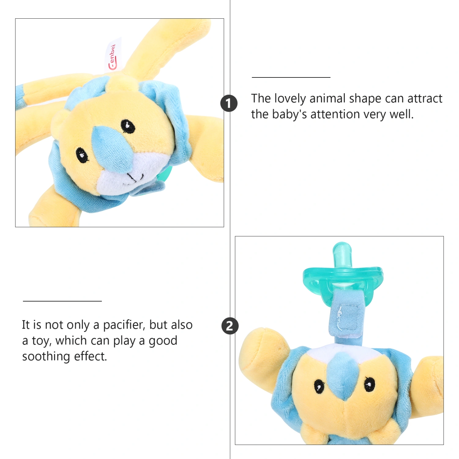 1 Set Baby Plush Detachable Pacifier with Doll Baby Sleeping Comforting Toy