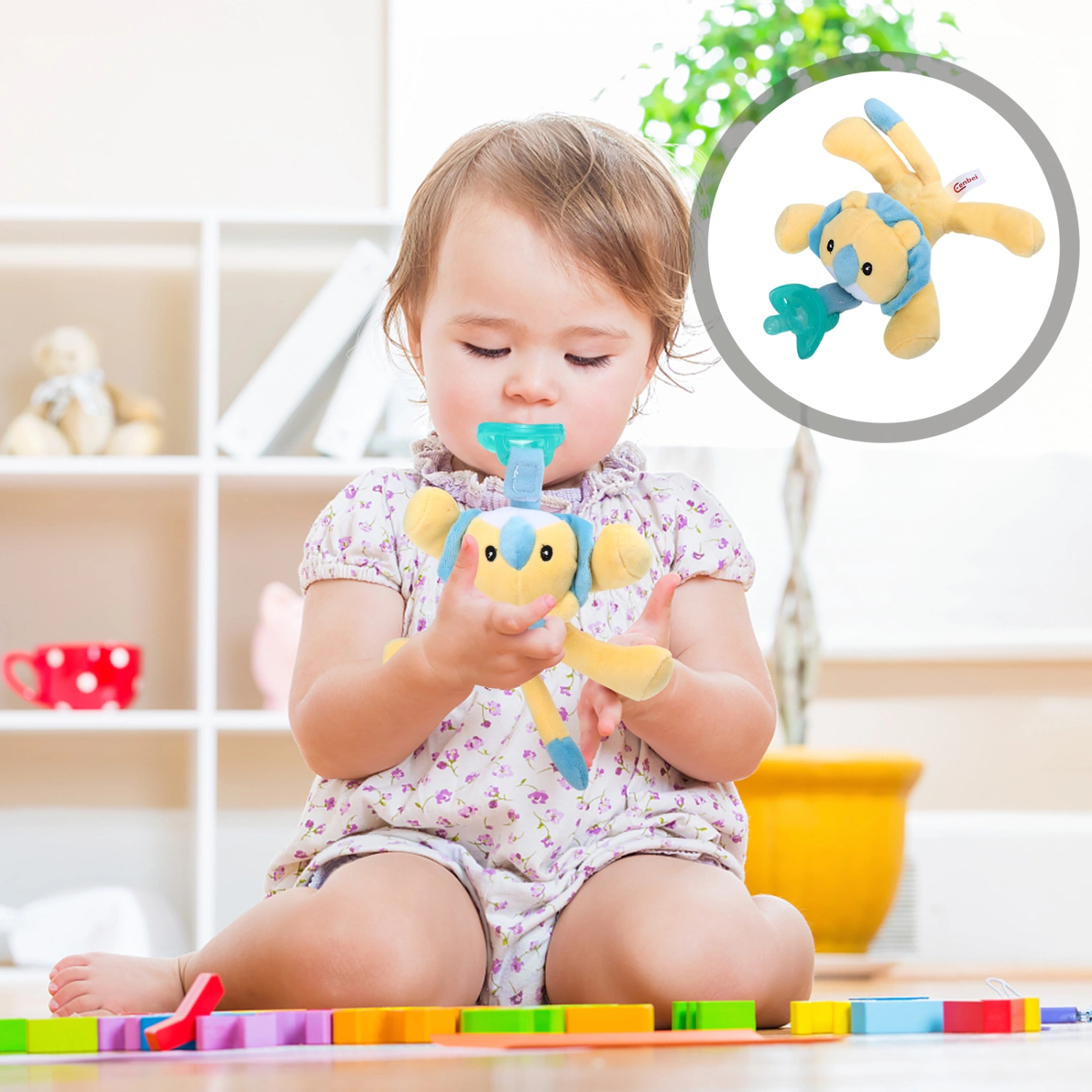 1 Set Baby Plush Detachable Pacifier with Doll Baby Sleeping Comforting Toy