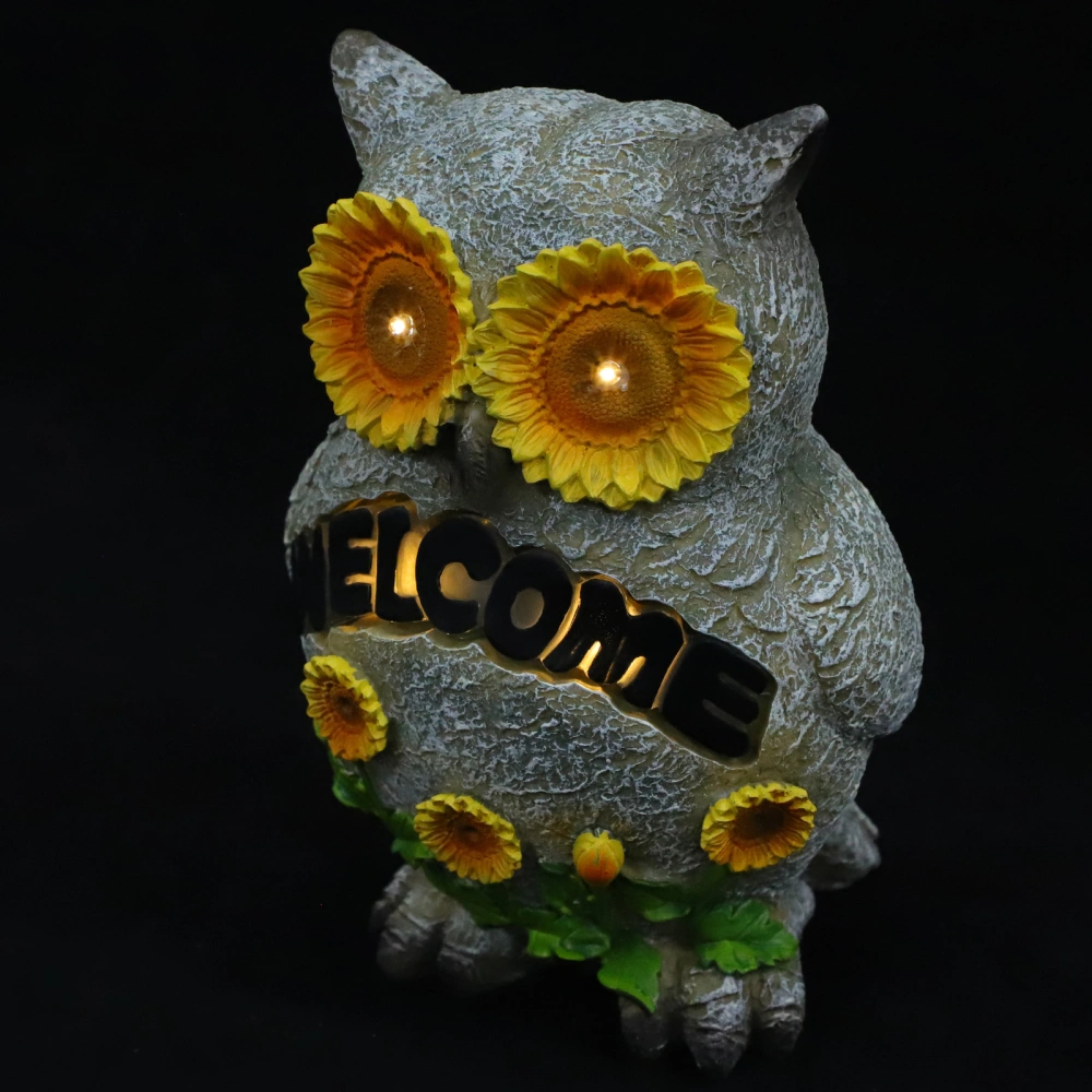 1pc Resin Owl Decor Solar Luminous Owl Creative Garden Ornament Park Decor