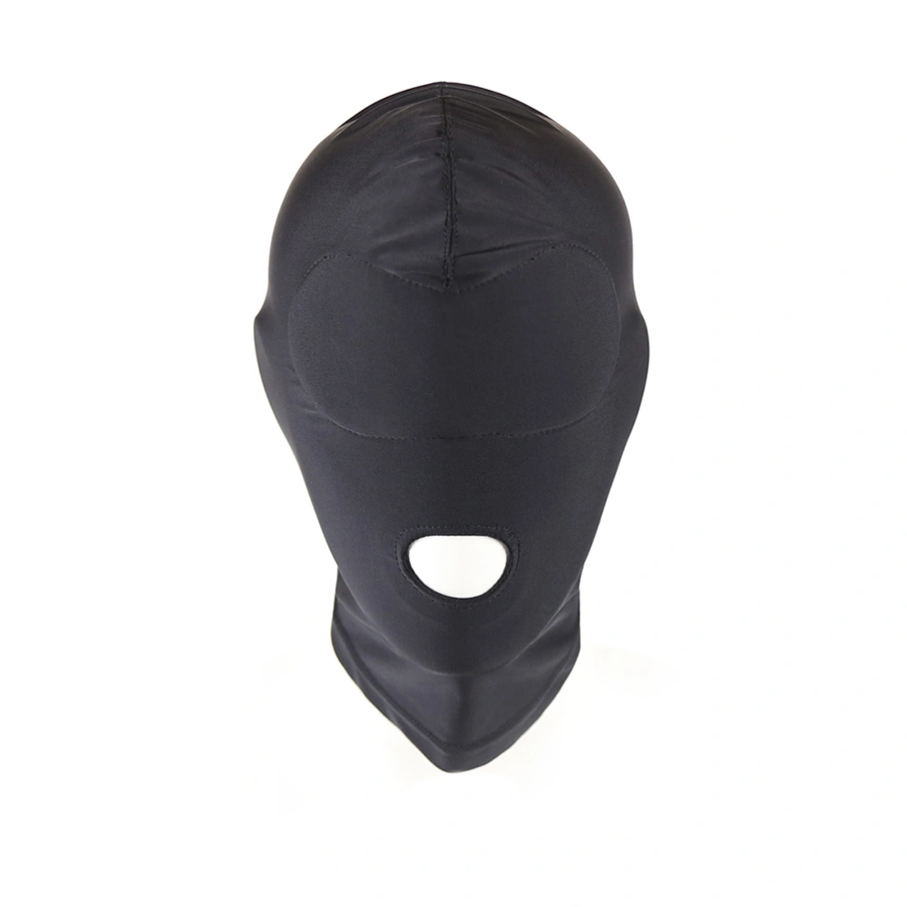 Elastic Black Breathable Open Mouth Face Cover Blindfold Mask Cosplay Costume Hood Unisex Headgear Size M