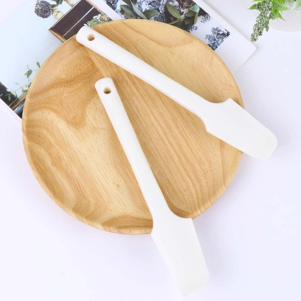 2pcs Silicone Spatulas Long Handle Cream Scraper Kitchen Gadget Cream Spatula Home Accessory for Home (White)