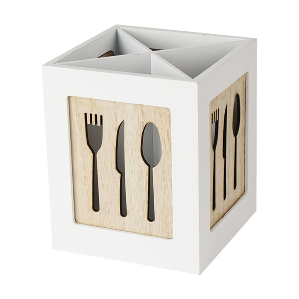 Kitchen Cutlery Box Wooden Utensil Holder Forks Spoons Storage Box Utensil Organizer Box