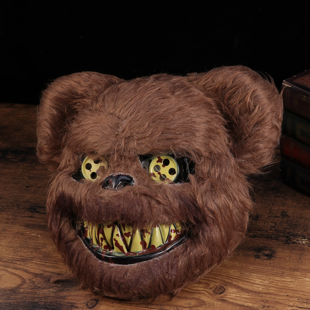 Scary Bloody Bear Mask Costume Prop Mask Dress-up Accessory for Halloween Masquerade Cosply Costume Party Performance (Brown)