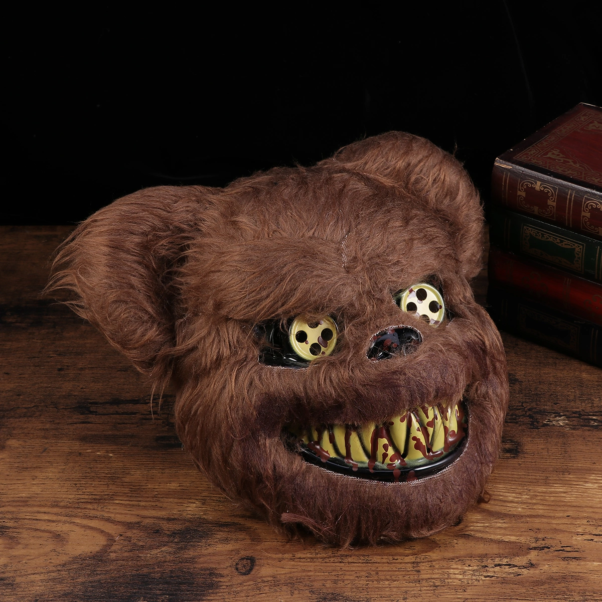 Scary Bloody Bear Mask Costume Prop Mask Dress-up Accessory for Halloween Masquerade Cosply Costume Party Performance (Brown)