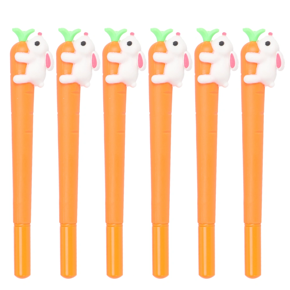 6Pcs 0.5mm Gum Grass Gel Pen Creative Carrot Rabbit Shape Gel Pen Lovely Grass Sign Pen Funny Office Supplies Cartoon Gel Pen for Kids