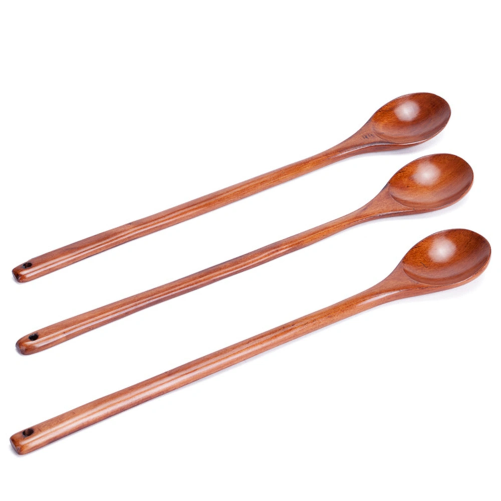 Solid Wood Mixing Spoon Long Handle Spoon Cooking Utensil for Kitchen (32x5cm)