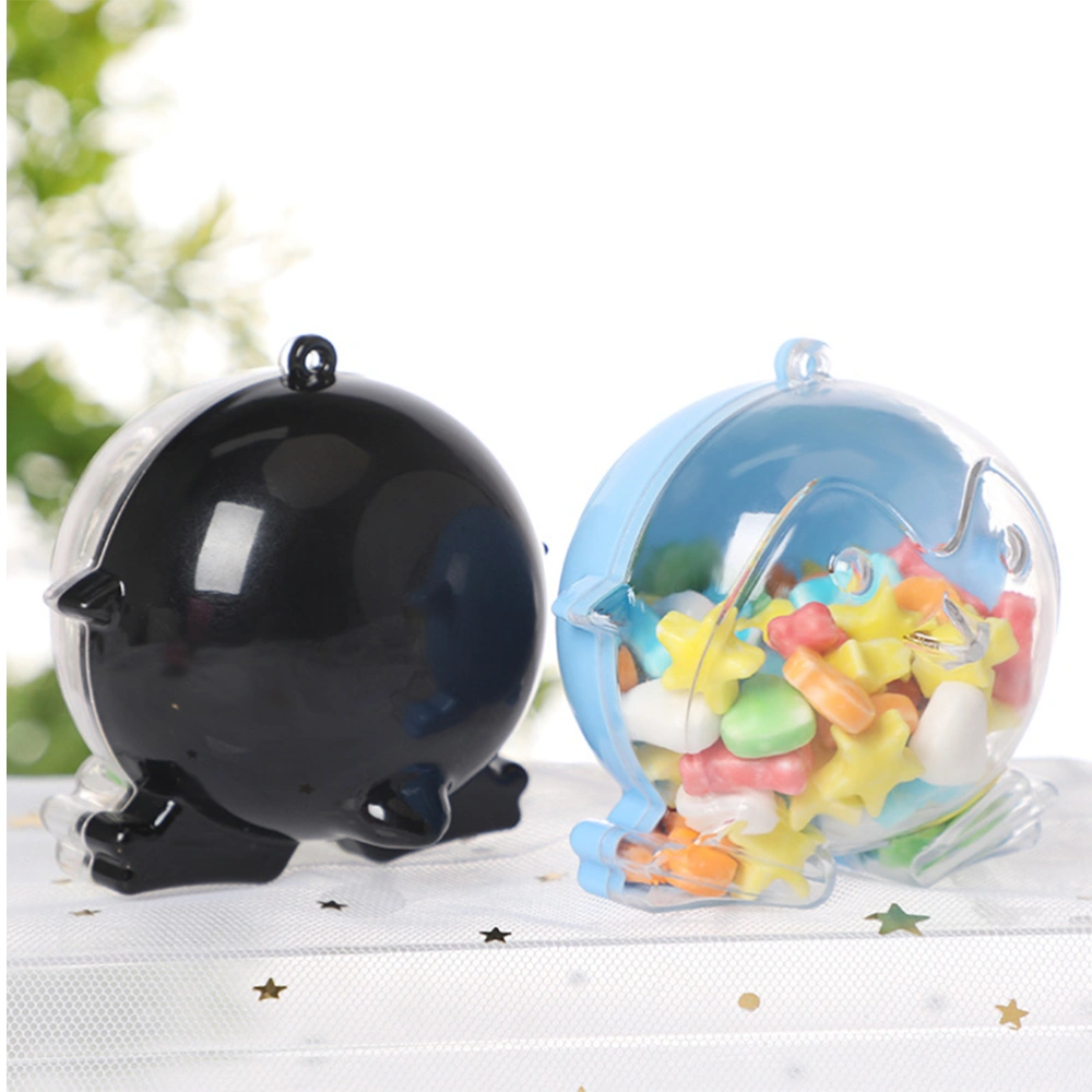 12PCS Wedding Candy Box Transparent Plastic Candy Box Cartoon Candy Wrapping Container Portable Candy Storage Box for Party Banquet (Transparent+Pink+Blue+Black)