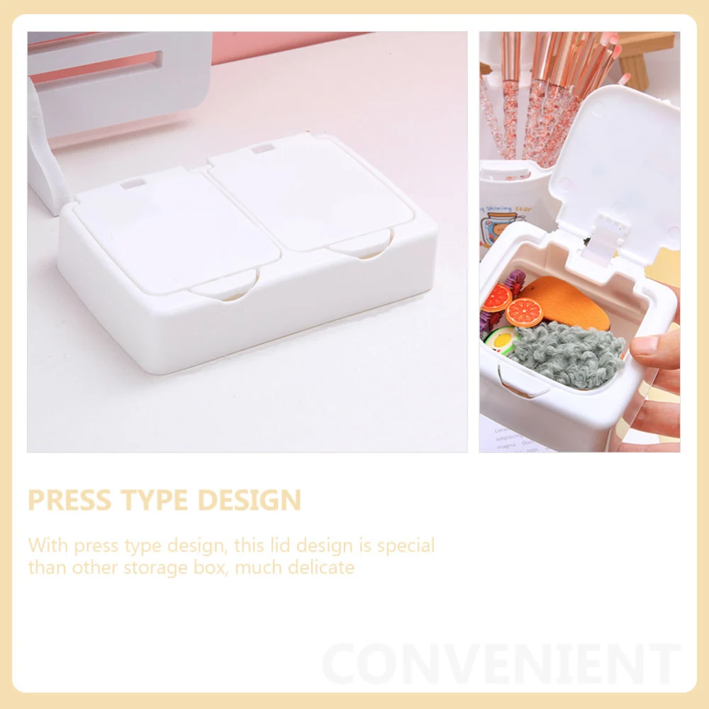 4Pcs Desktop Storage Box Small Jewelry Case Student Stationery Organizer DIY Press Type Box