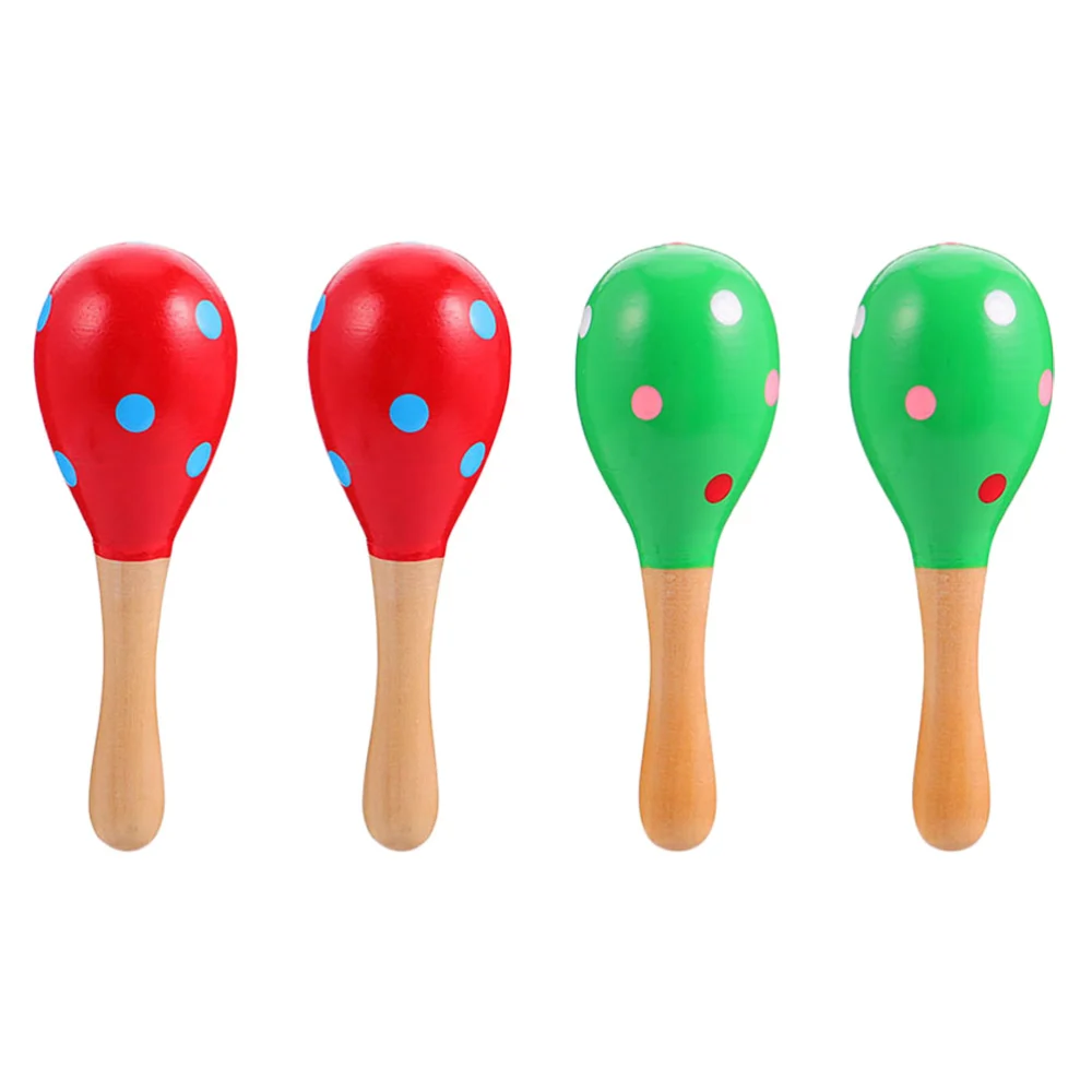 4Pcs Small Wooden Maracas Sand Hammer Kids Listening Training Instruments