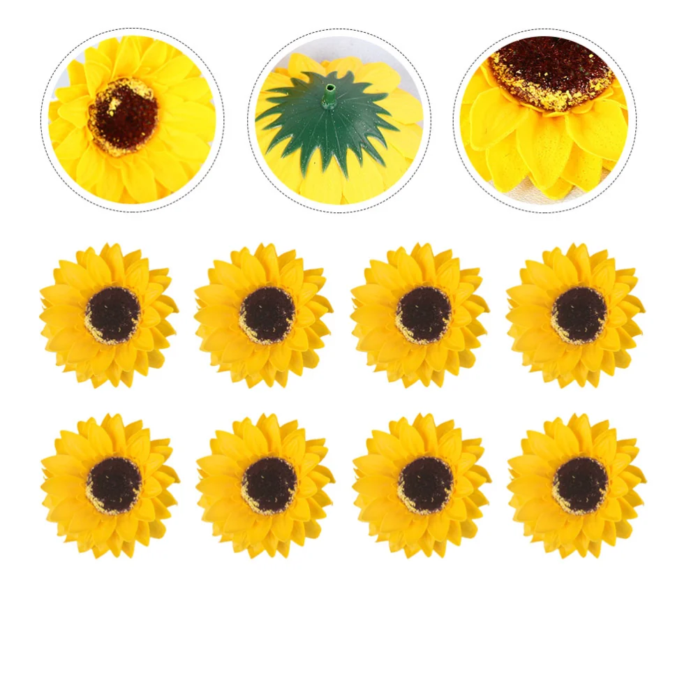 50 Pcs Simulated Sunflower Head Decor Artificial Flower Ornament DIY Flower Decor