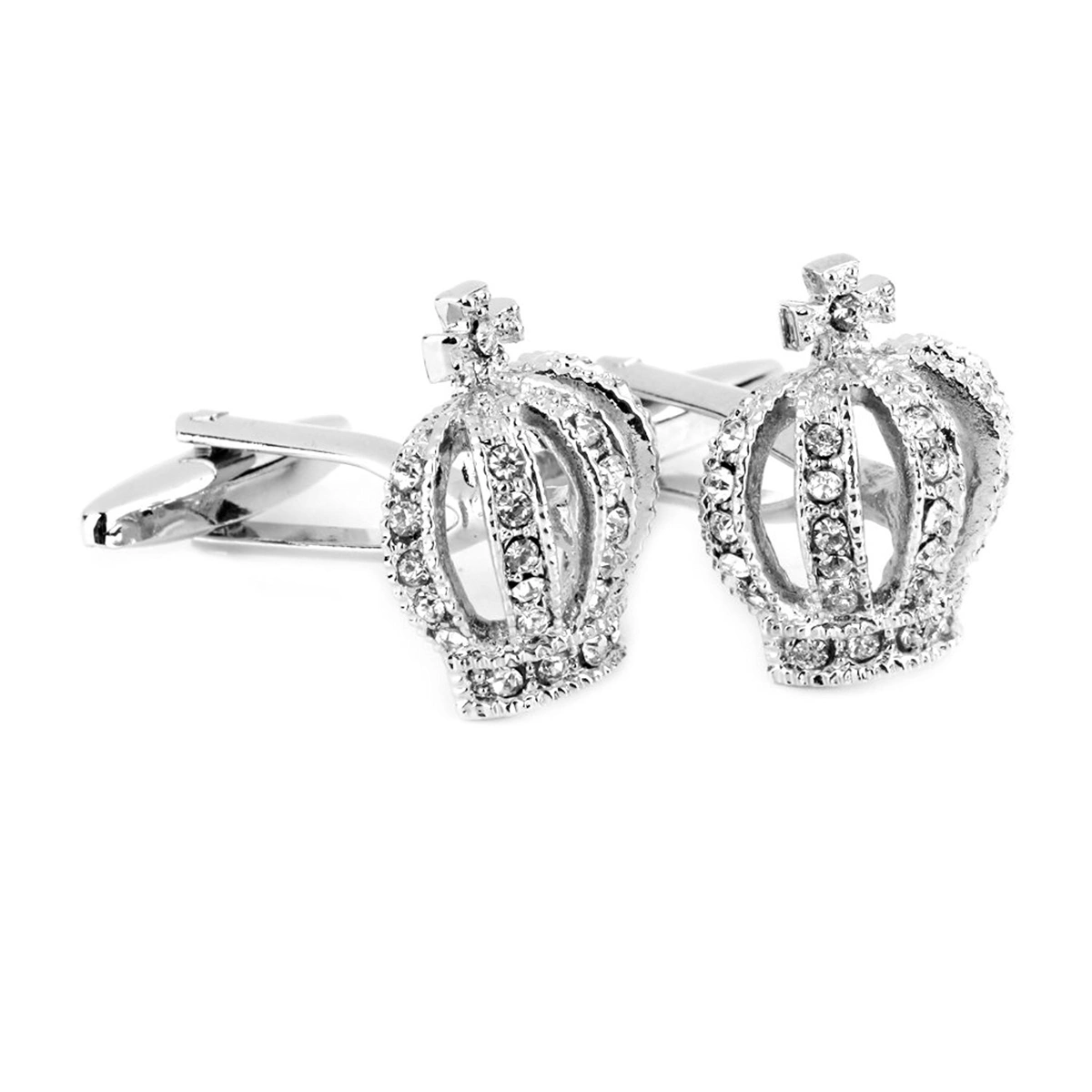 1 Pair Crown Rhinestone Decorated Cufflinks French Shirts Cuff Links Groomsmen Gift Wedding Party Gifts Father's Day Present Birthday