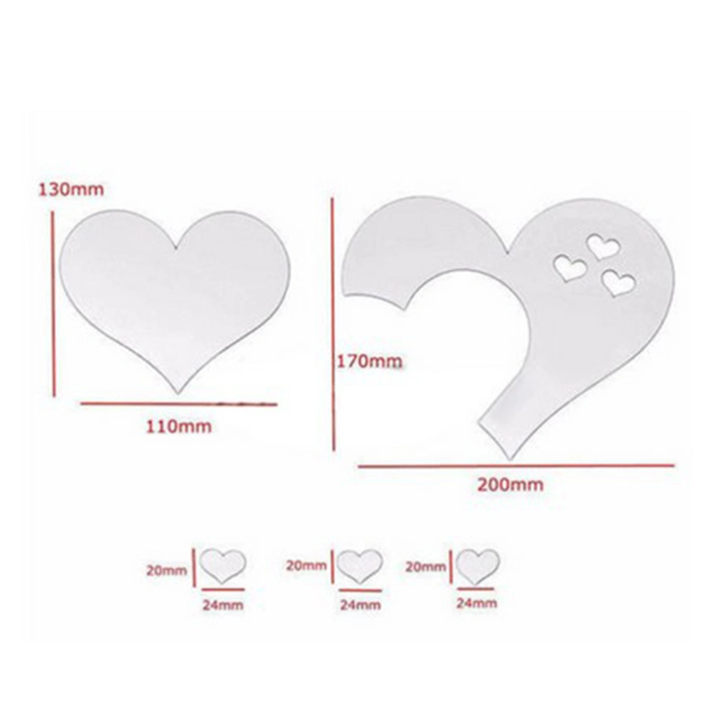 Removable 3D Love Heart Shaped Mirror Wall Stickers Mirror Style Modern Acrylic Stickers DIY Mural Home Decor (Black)