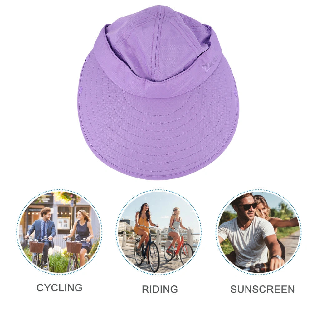 Protective Sun Hat Exquisite Ultraviolet-proof Wide Brim Hat for Ridding Outdoor Daily Use (Violet, Adjustable)