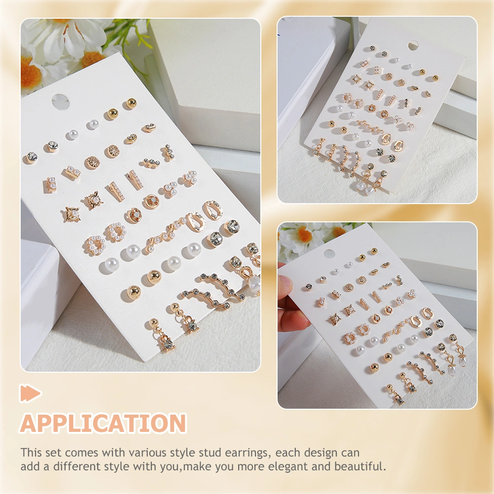 1 Set Ear Stud Jewelry Faux Rhinestone Pearl Stud Earrings Assorted Multiple Earrings