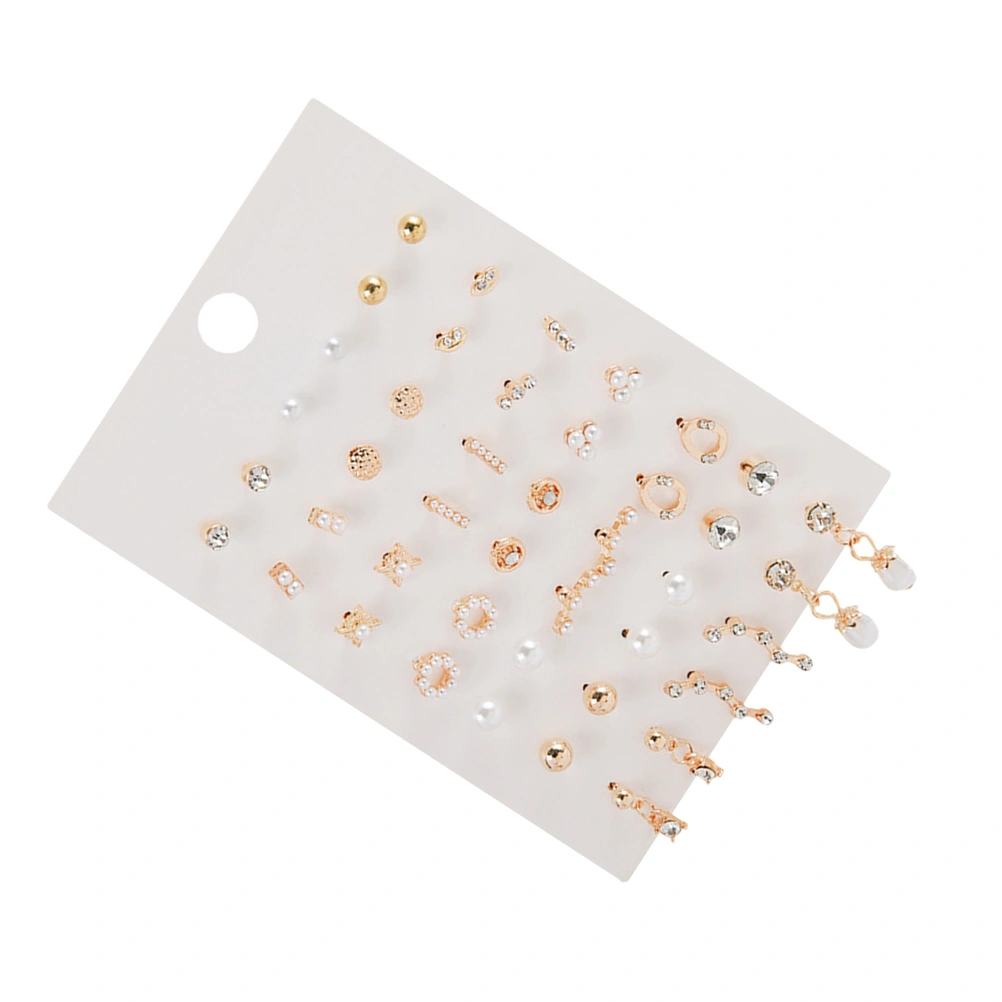 1 Set Ear Stud Jewelry Faux Rhinestone Pearl Stud Earrings Assorted Multiple Earrings