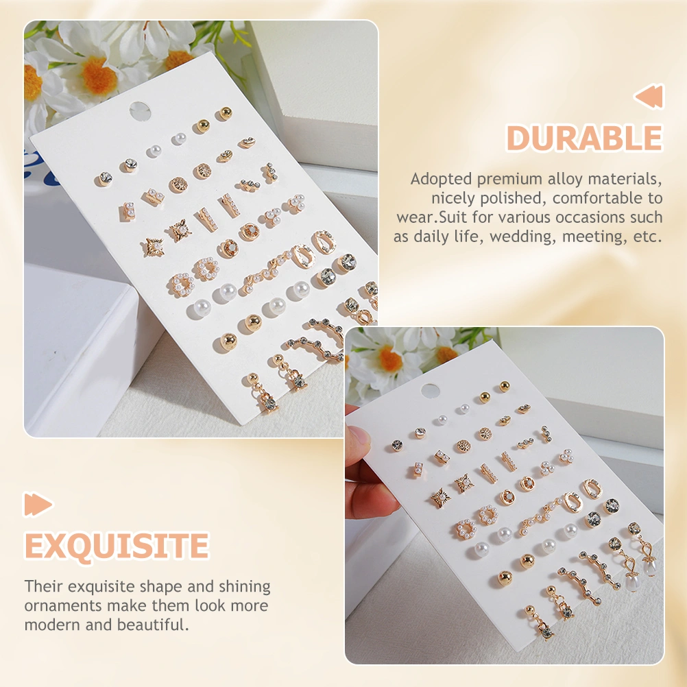 1 Set Ear Stud Jewelry Faux Rhinestone Pearl Stud Earrings Assorted Multiple Earrings
