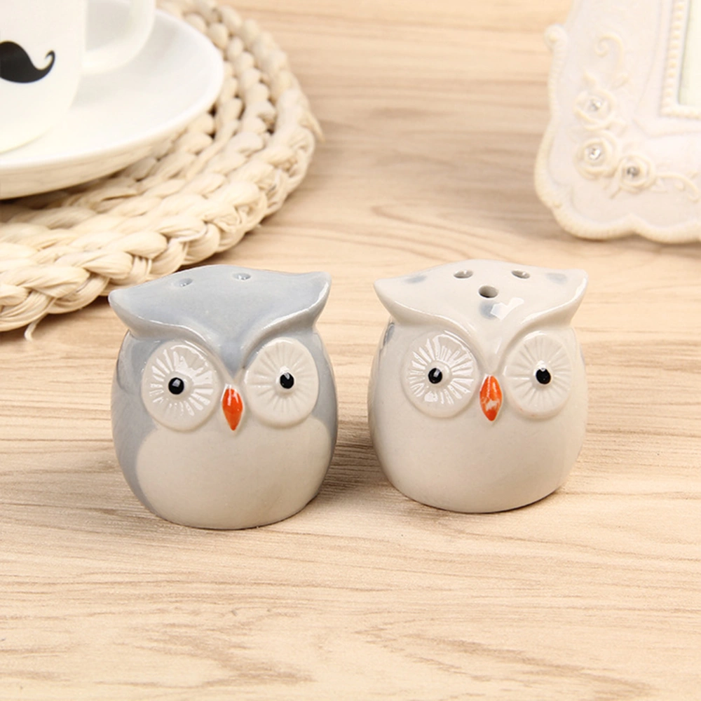 4 Pcs Ceramic Seasoning Pot Owl Shaped Spice Jars Storage Jars Seasoning Box for Kitchen (White)