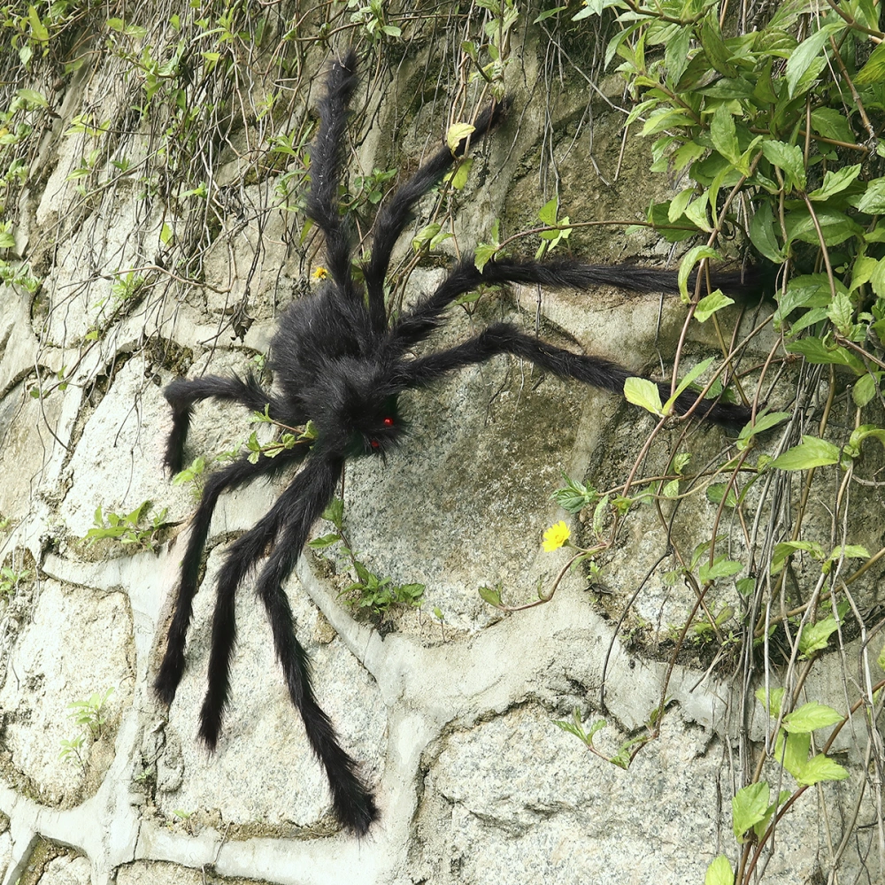 Scary Spooky Spider Plush Toy Halloween Party Scary Decoration Haunted House Prop 75cm (Black)