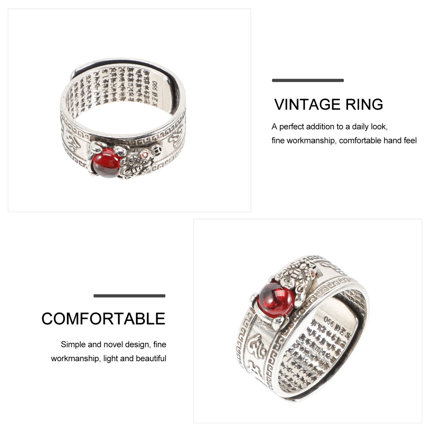 Brave Troops Ring Amulet Ring Wealth Luck Ring Adjustable Opening Ring for Men Women