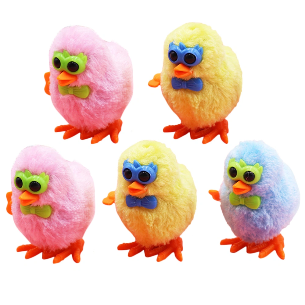 5pcs Plush Wind up Toys Plush Chick Novelty Hopping Windup Toys Random Color