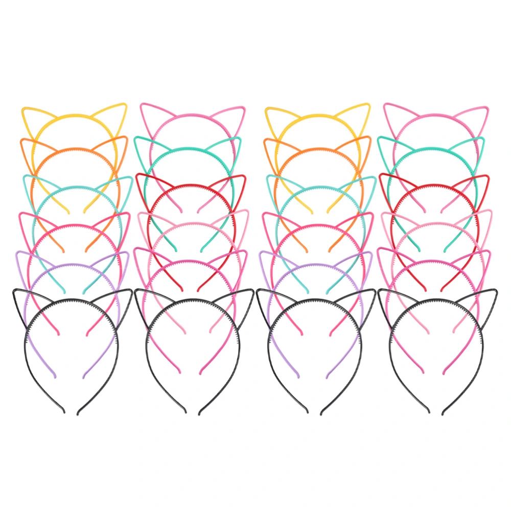 24pcs Cat Ears Headbands Cute Hair Hoops Plastic Hairbands Daily Wearing Accessories