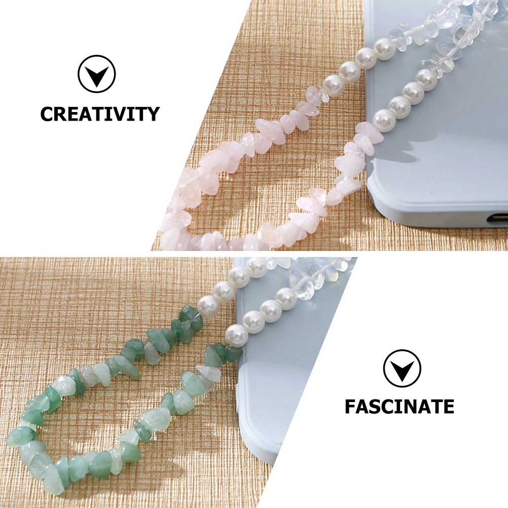 2 Pcs Crystal Stone Cell Phone Lanyard Phone Anti-lost Chain Mobile Phone Lanyard