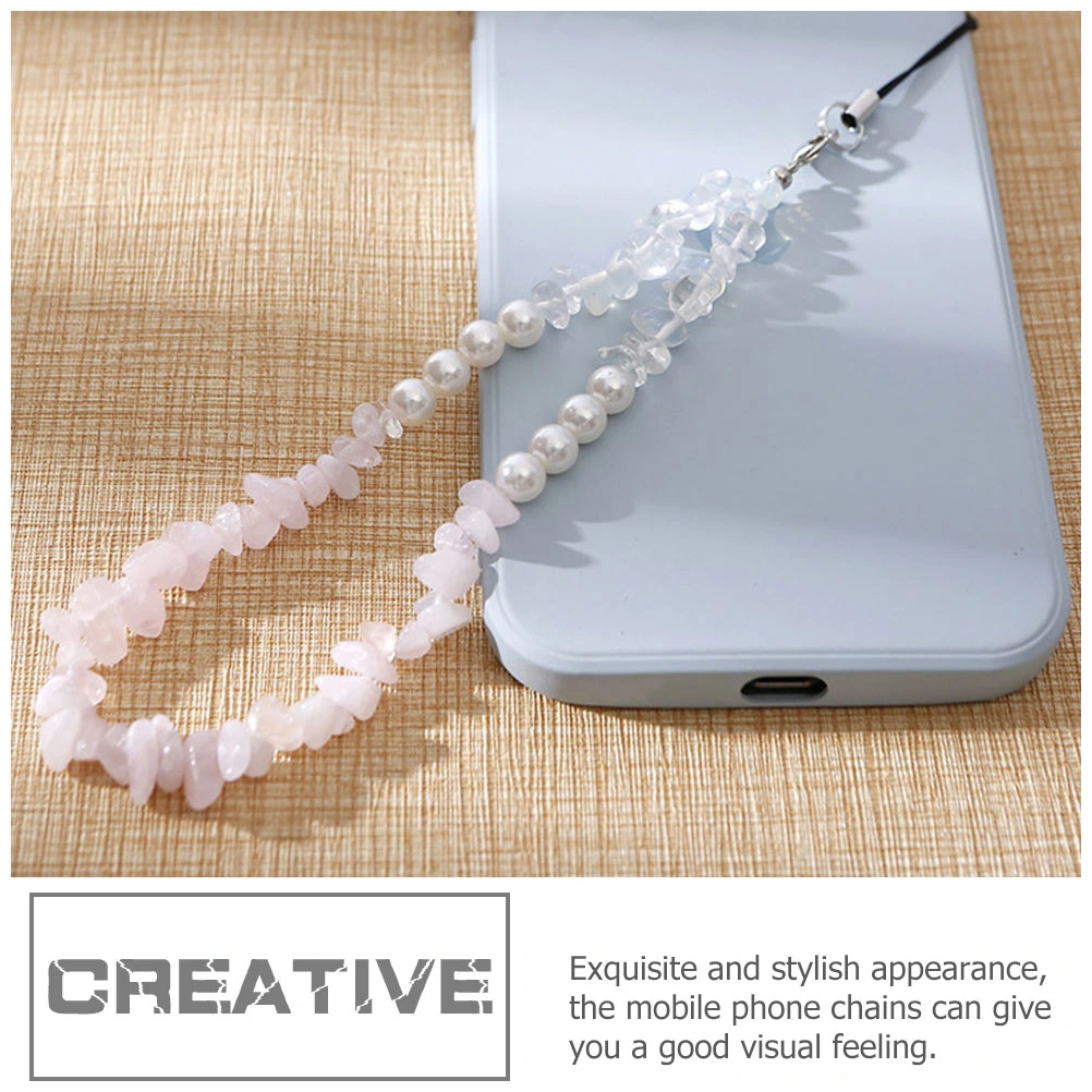 2 Pcs Crystal Stone Cell Phone Lanyard Phone Anti-lost Chain Mobile Phone Lanyard