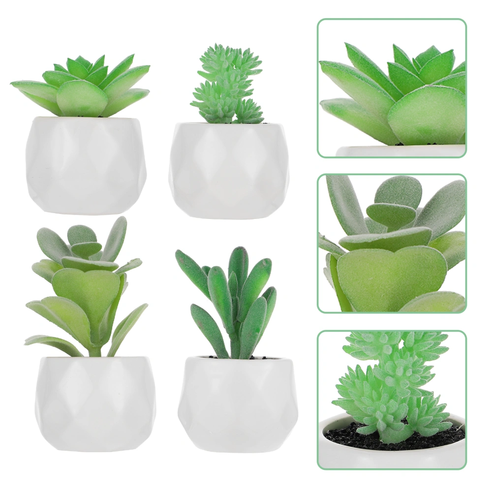 4Pcs Artificial Succulent Plants Fake Plants Desktop Small Bonsai Decorative Bonsai