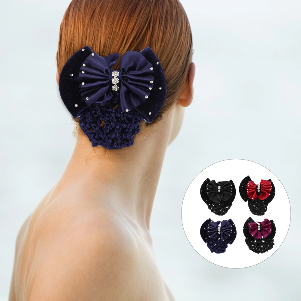 4pcs Creative Rhinestones Net Mesh Bun Covers Mesh Hair Snoods for Women