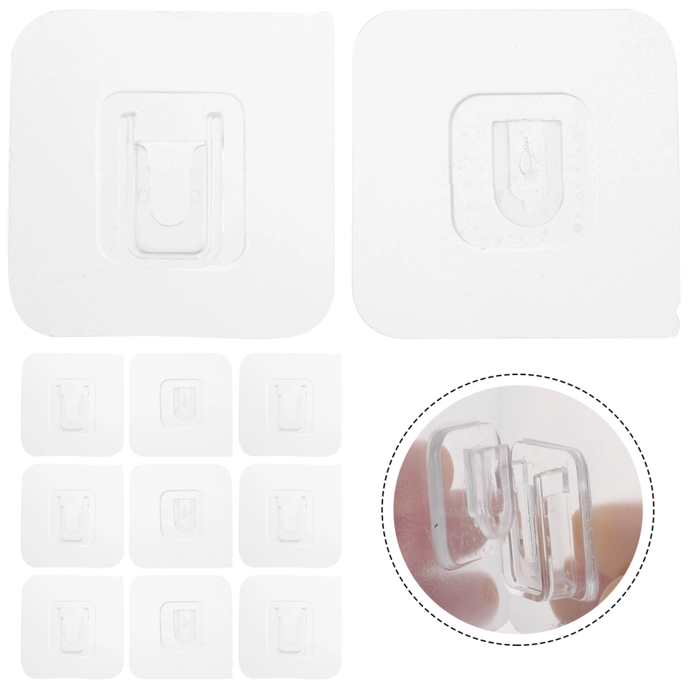 20 Pairs of Strongly Adhesive Wall Hook Multi-use Wall Hanger Clear Paired Wall Punch-free Hook