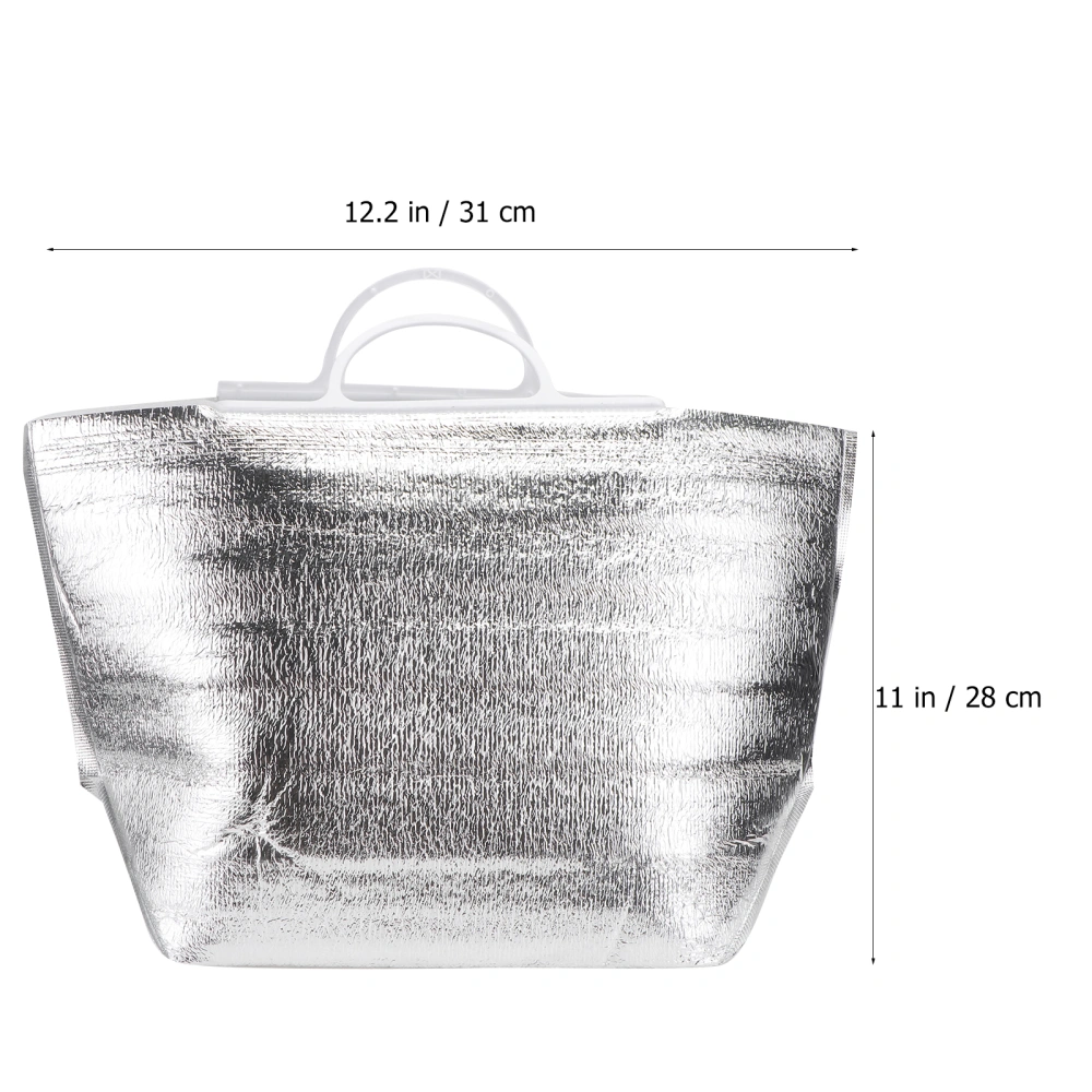 10PCS Tote Food Insulation Bag Disposable Food Storage Bag Portable Food Freshness Protection Bag Thicken Food Storage Bag Heat Preservation Bag for Home Restaurant Camping (Silver Size L 3MM)