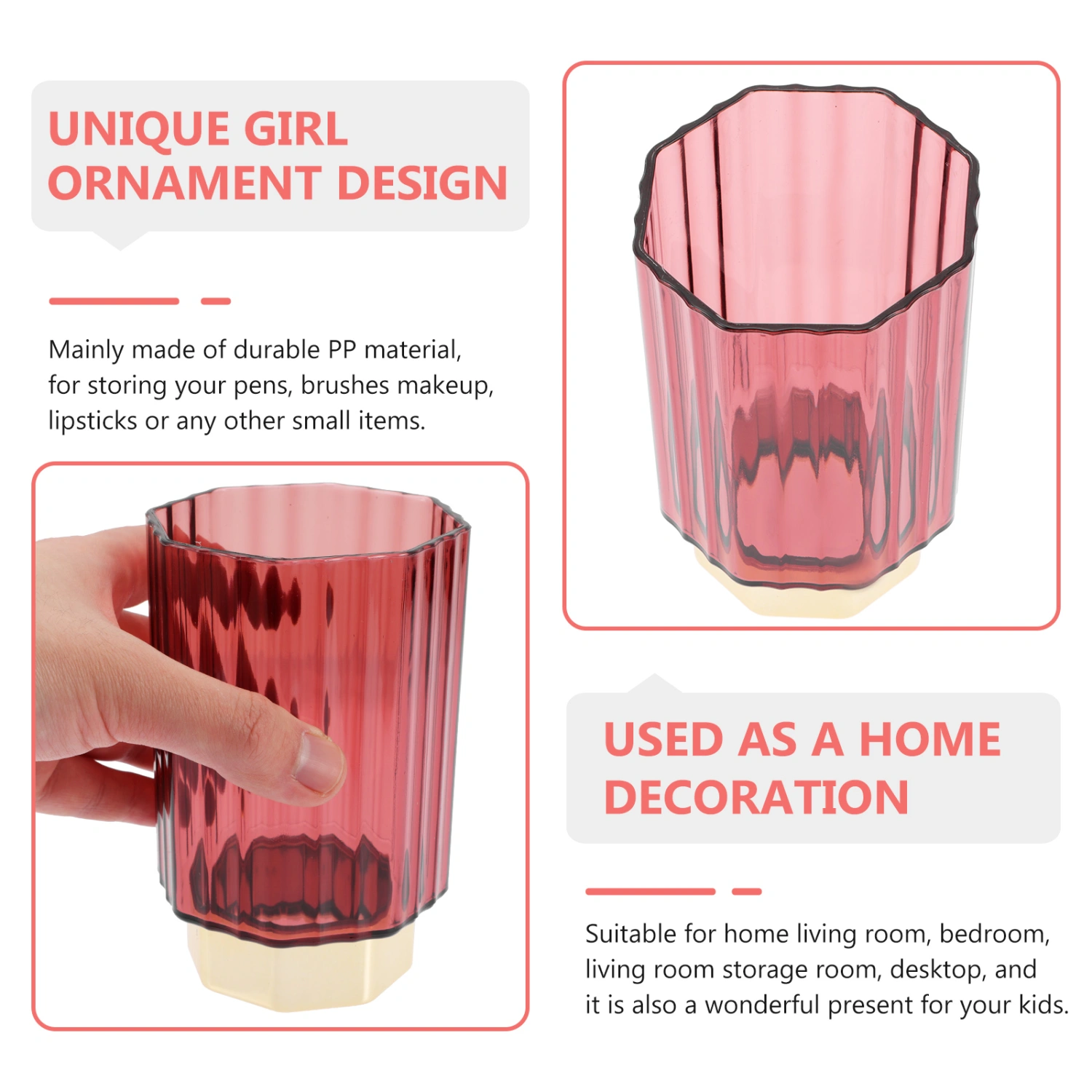 Household Pencil Organizer Decorative Brush Holder Transparent Brush Organizer