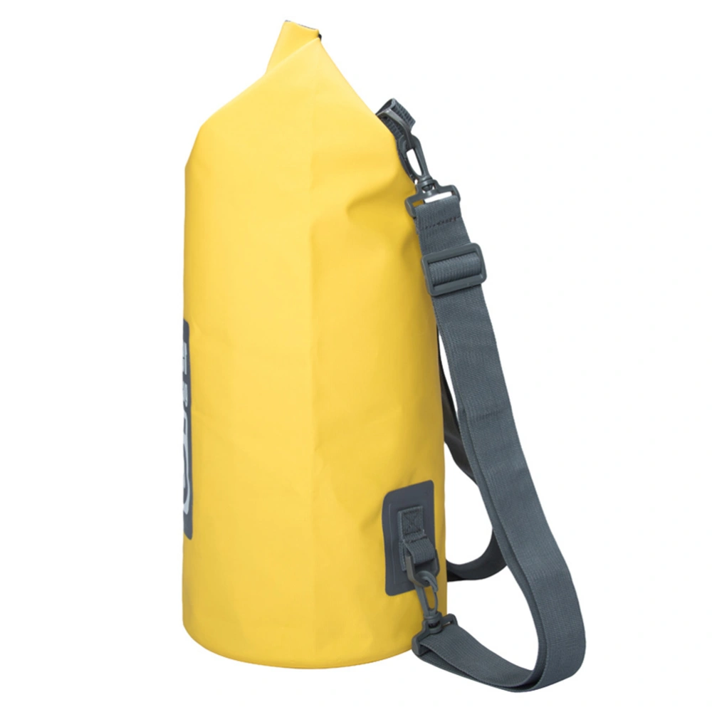 15L Multifunctional Bucket Bag Outdoor Camping Swimming Rafting PVC Waterproof Dry Bag with Strap (Yellow)