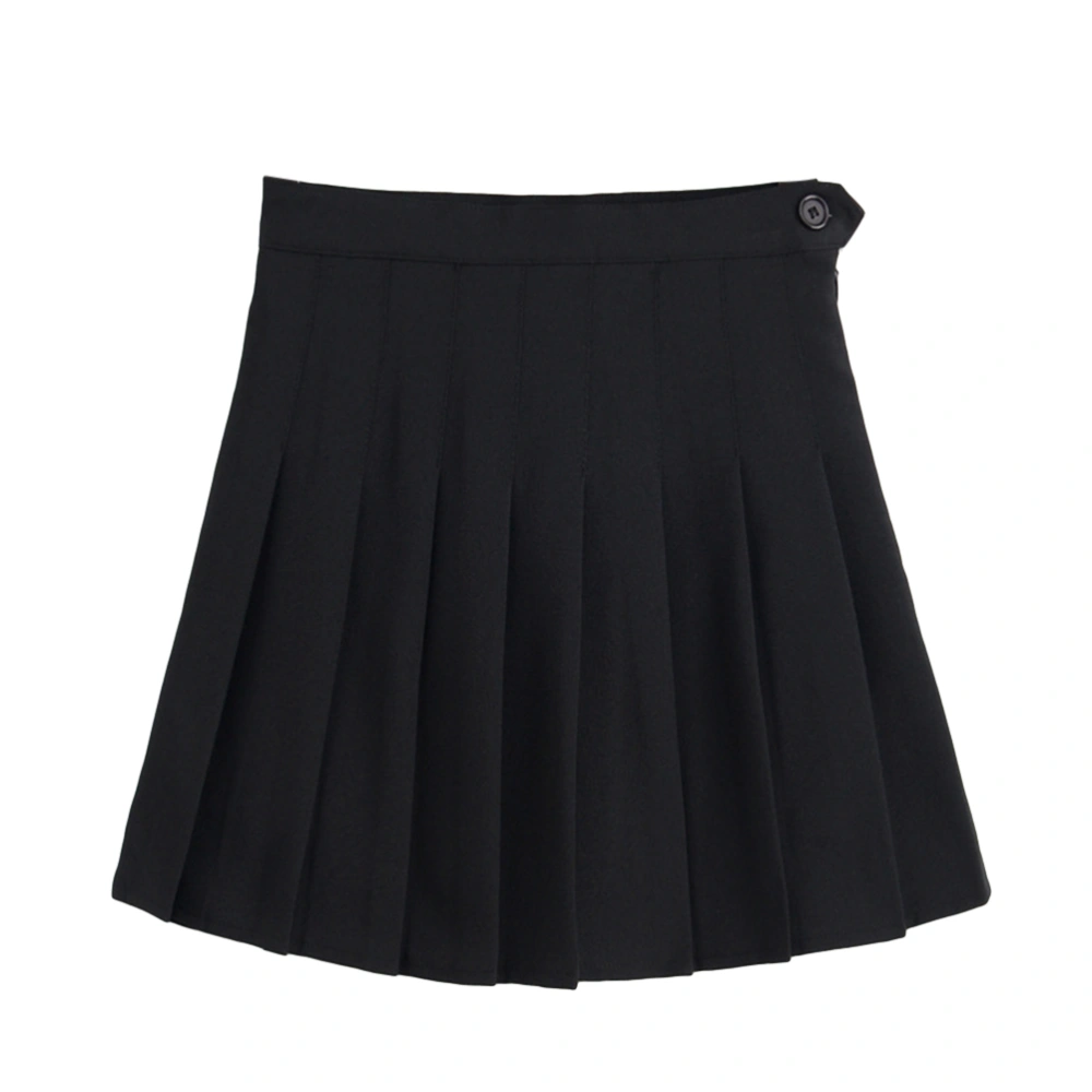 Sports High Waist Skirts Short Pleated Skirt School Dresses for Teen Girls Tennis Scooters Size M (Black)