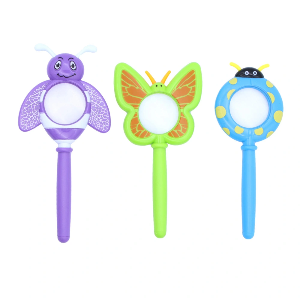 3pcs Cartoon Plastic Handheld Insect Magnifier Kids Detective Explorer Craft Colorful Insect Magnifying Glass Random Color