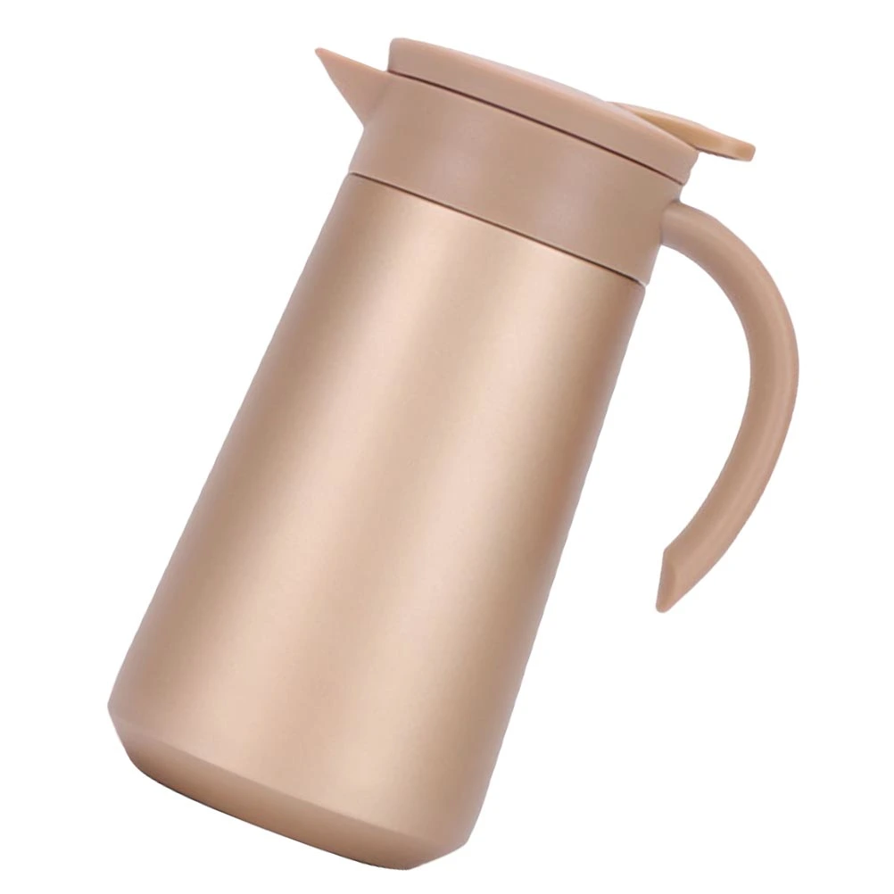 800ml Double-Layer Stainless Steel Coffee Can Fashion Coffee Pot Press Tea Kettle Handheld Coffee Kettle for Home Kitchen Coffee Shop (Golden)