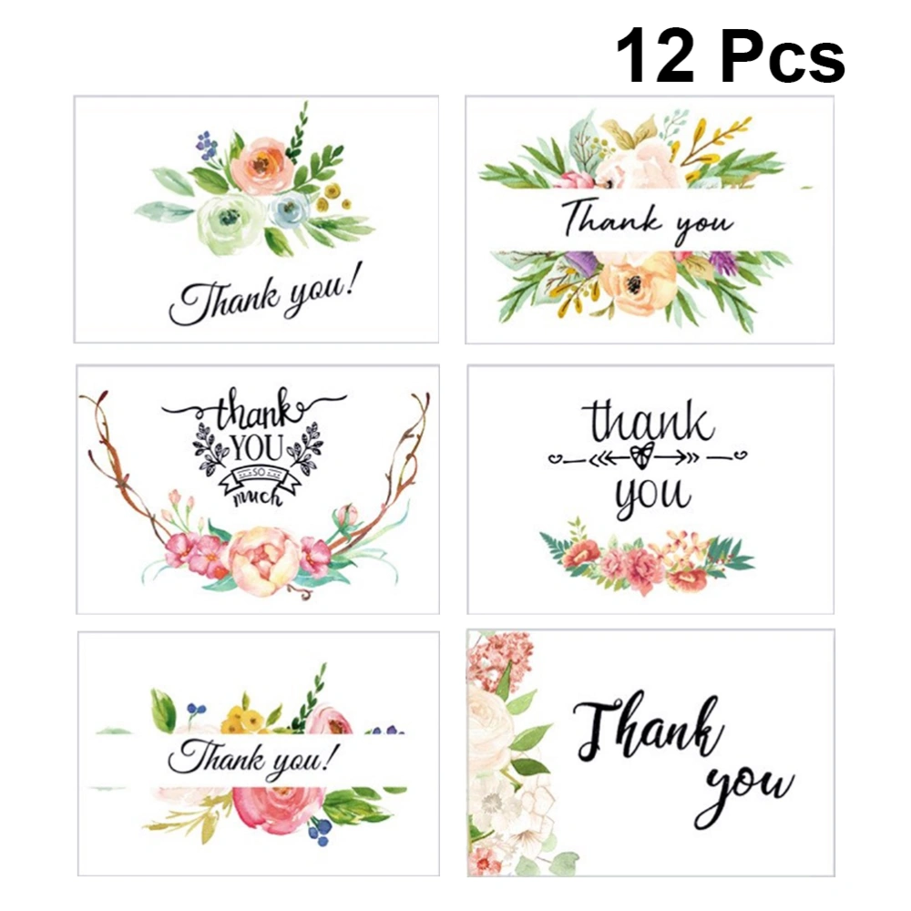 12Pcs Creative Thank You Printing Cards Elegant Greeting Fashion Beautiful Message Gift with Envelope