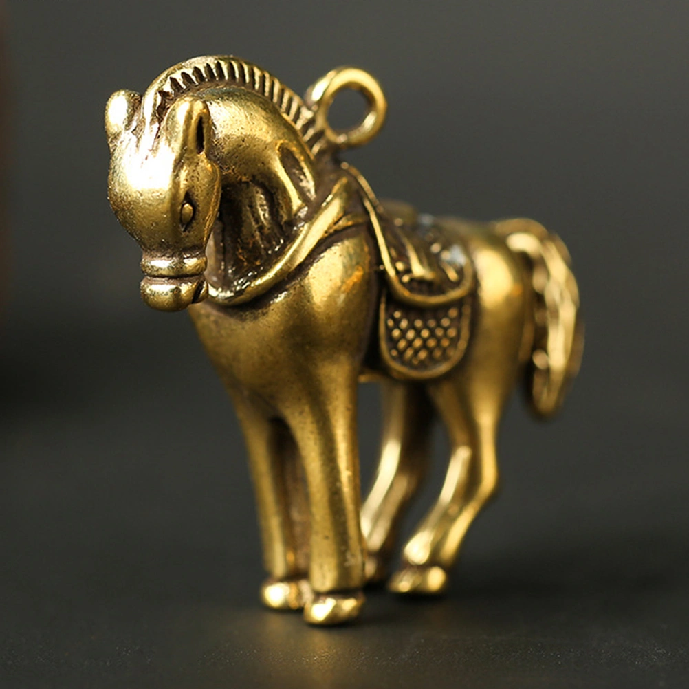 2pcs Copper Zodiac Keychain Pendant Chinese Zodiac Horse Key Chain Pendant Decoration