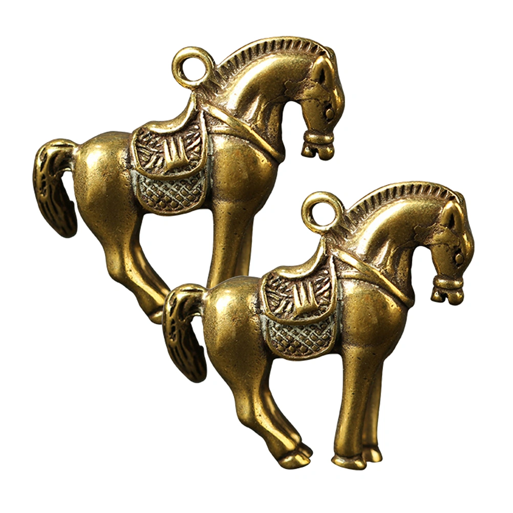 2pcs Copper Zodiac Keychain Pendant Chinese Zodiac Horse Key Chain Pendant Decoration