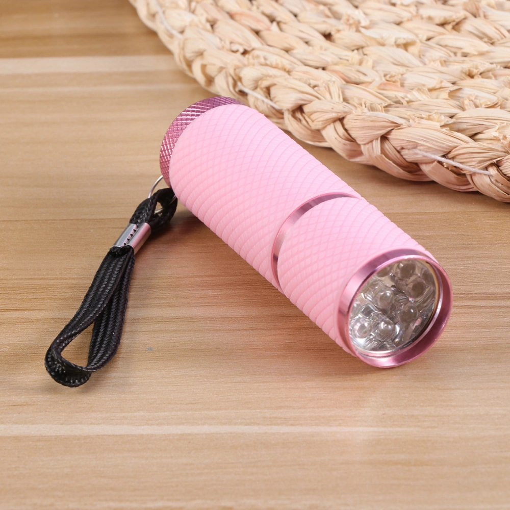 Handheld 9 LED UV Flashlight Torch Light Ultraviolet Light Aluminum Alloy Money Detection Torch without Battery (Pink)