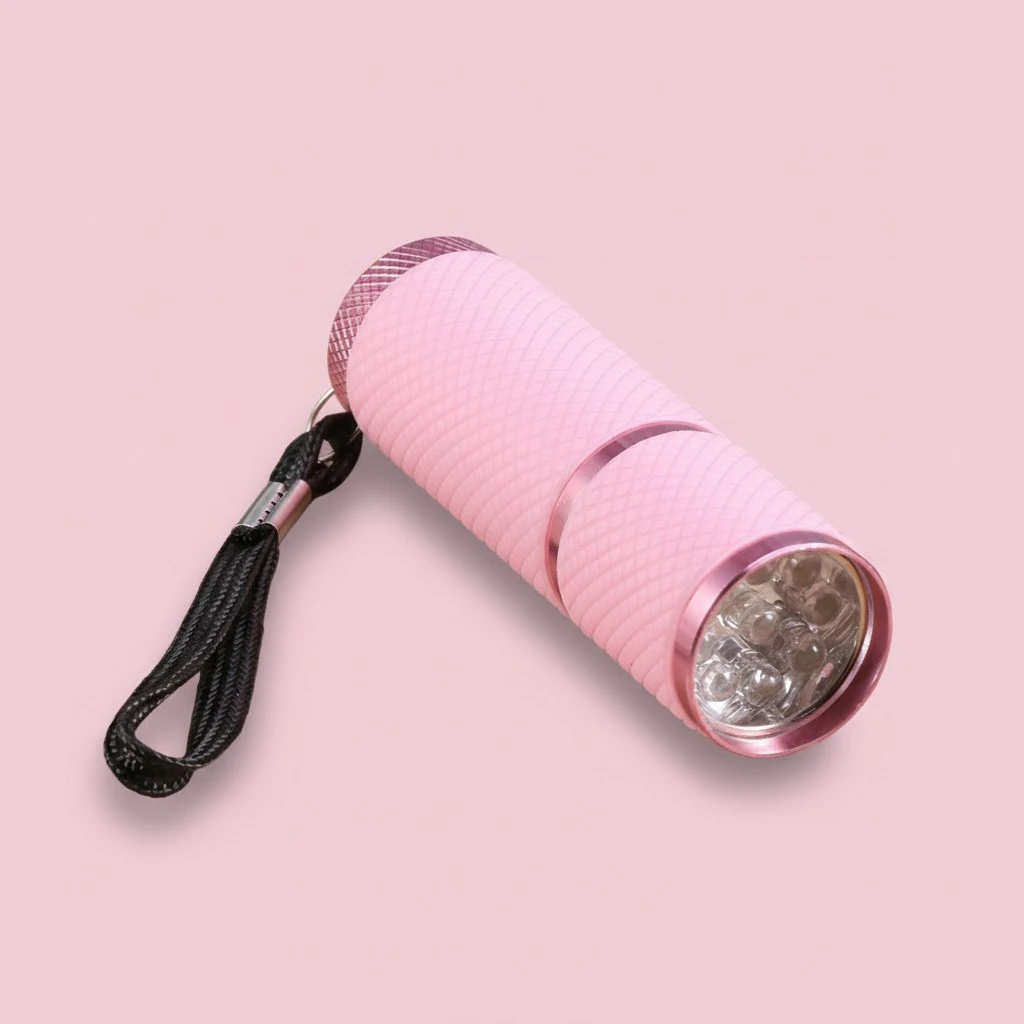 Handheld 9 LED UV Flashlight Torch Light Ultraviolet Light Aluminum Alloy Money Detection Torch without Battery (Pink)