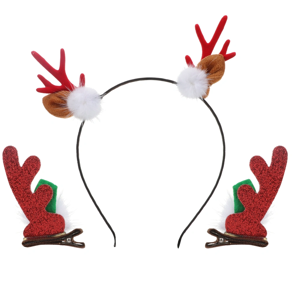 3pcs Christmas Antlers Headband and Hairpins Lovely Hair Xmas Hair Clip