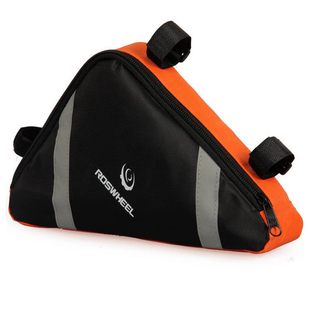 ROSWHEEL Portable Triangle Shaped Bike Front Frame Pipe Bag PVC Saddle Bag Tools Bag Pouch (Orange)