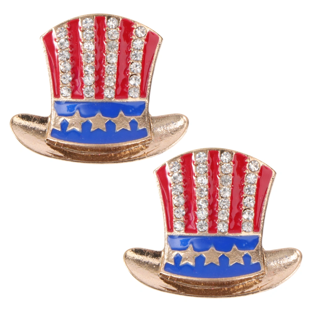 2pcs American Flag Brooch Fashion Lapel Shaped Women Dress Clothes Decorative Breastpin Gift Dress Up Props