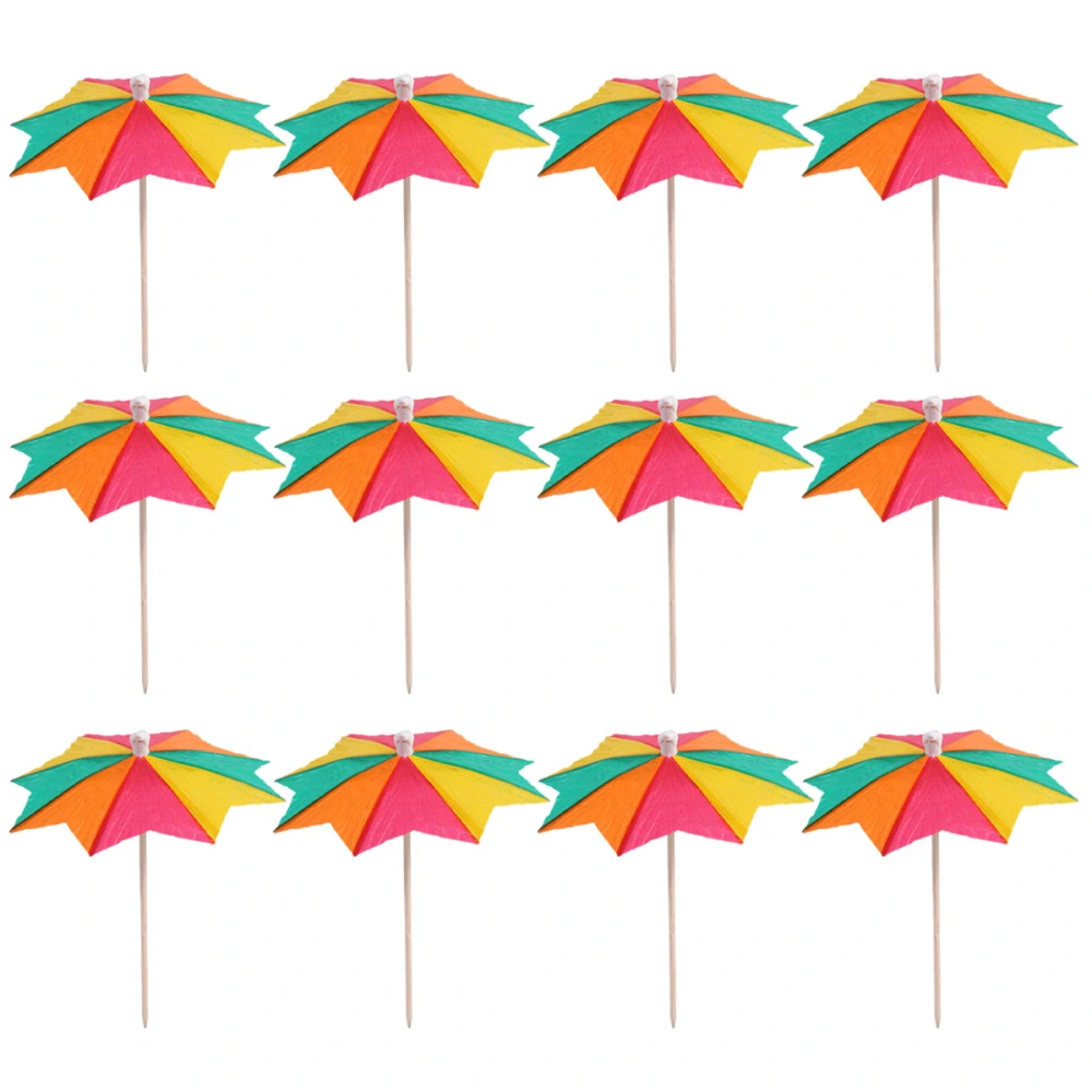 50pcs Mini Paper Umbrellas Disposable Octagonal Umbrella Food Fruit Picks Cocktail Drinks Decor Party Supplies