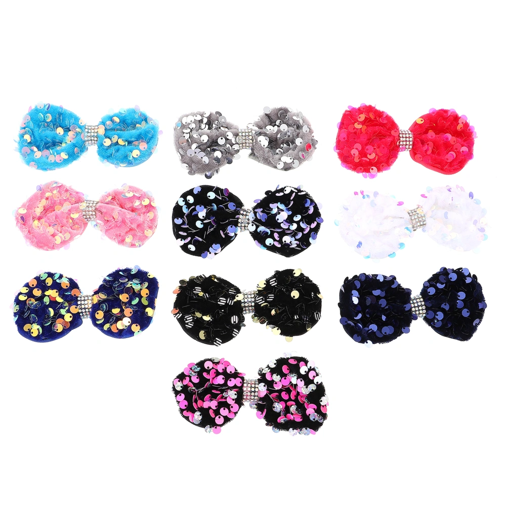 10 Pcs Bows Clothing Applique Glitter Sewing Patches Clothes Decor(Random Color)