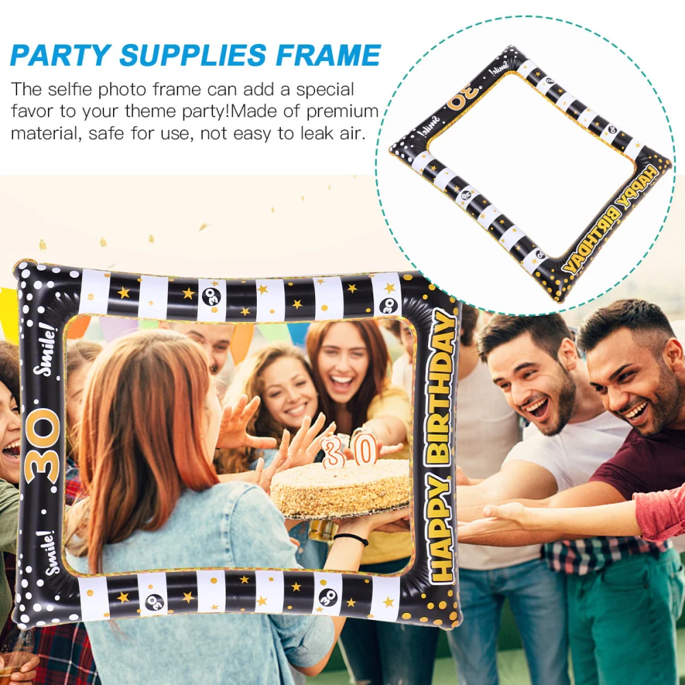 Birthday Inflatable Photo Frame Strip Party Picture Selfie Frame Prop (Age 30)