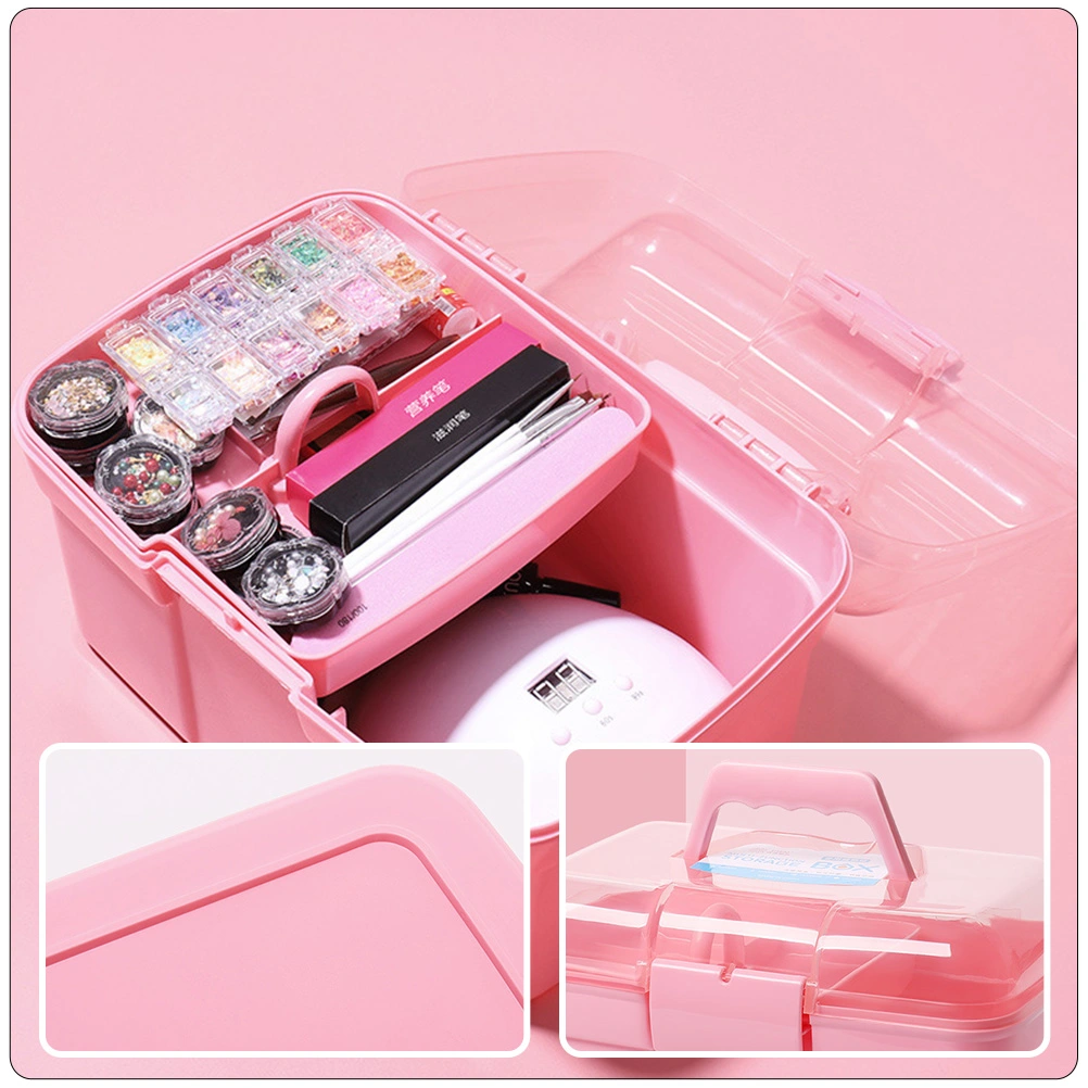 Portable Dual-layer Cosmetics Case Woman Makeup Storage Handheld Organizer